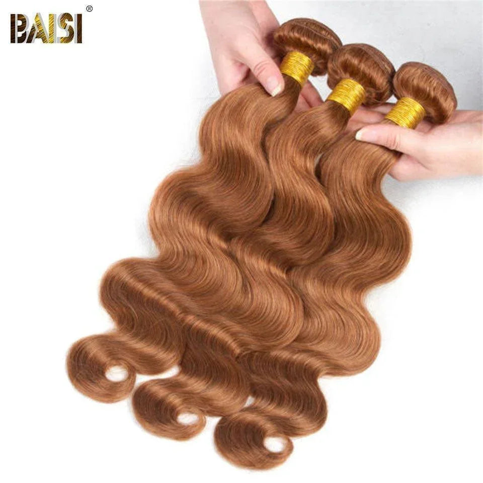 BAISI 12A Tissage Mèche 3 boules miel 27# En 100% Cheveux Humains Body wave