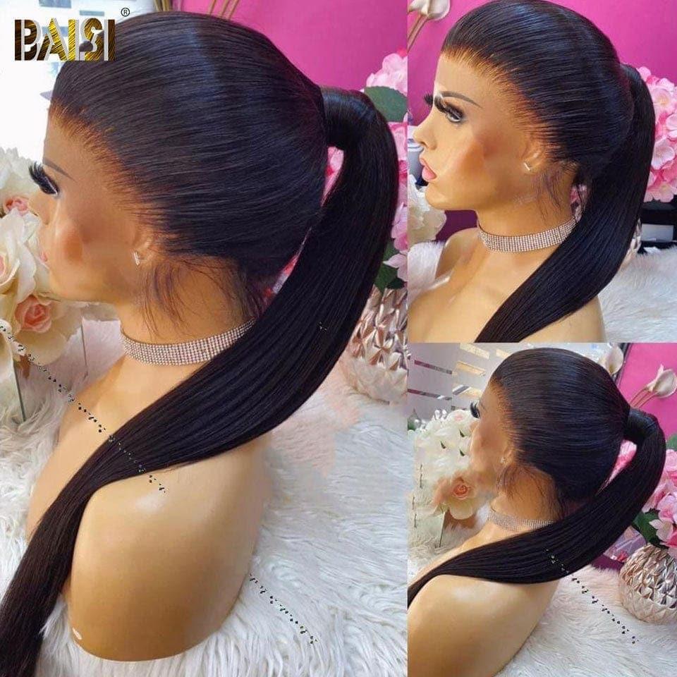 BAISI Wig Upgrade Invisible Strap 360 Frontal Smooth Wig Adjustable invisible and adjustable cords Pre-plucked No Glue Needed 250% density in 100% Raw Hair Lace already cut