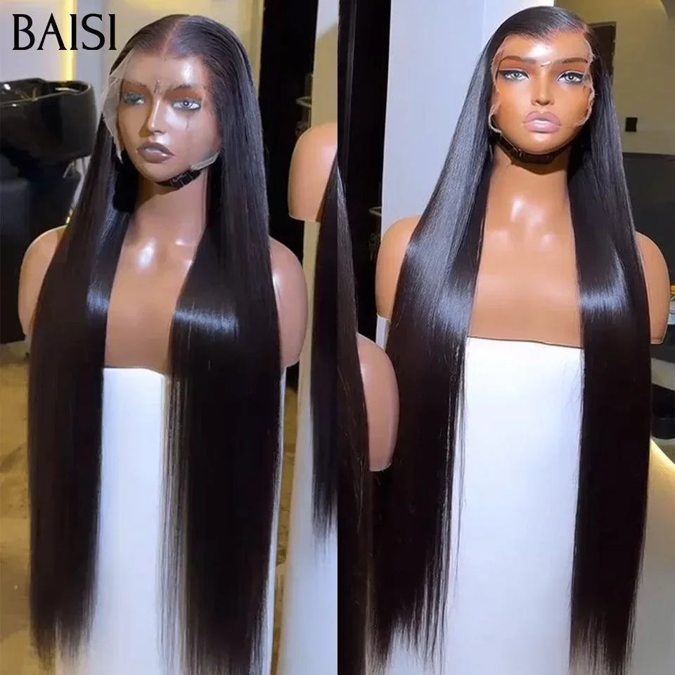 BAISI Achetez 2 perruques minimum au prix d'usine fournisseur en France TVA 0€ 48H arrivé 13x4 Lace Frontal Perruque Lisse En 100% Cheveux Humains (Pas Besoins De Code)