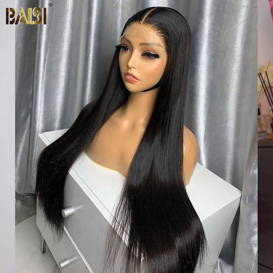 Peluca con cierre BAISI Part Long 5*5, densidad del 250% en cabello 100% humano