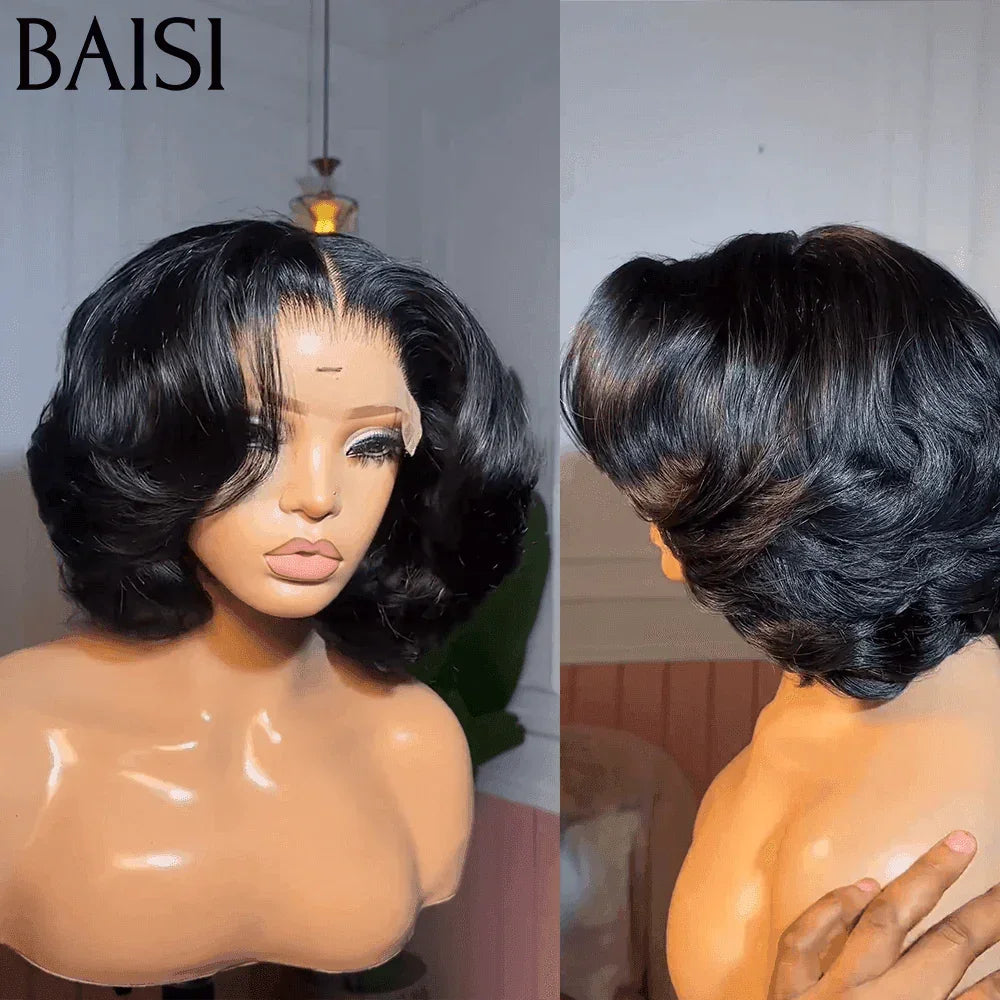 BAISI Kaufen Sie 5 Stück FACTORY PRICE 4x4 Closure Bob Wig Square Cut 100% Echthaar Körperwelle (kein Code erforderlich)