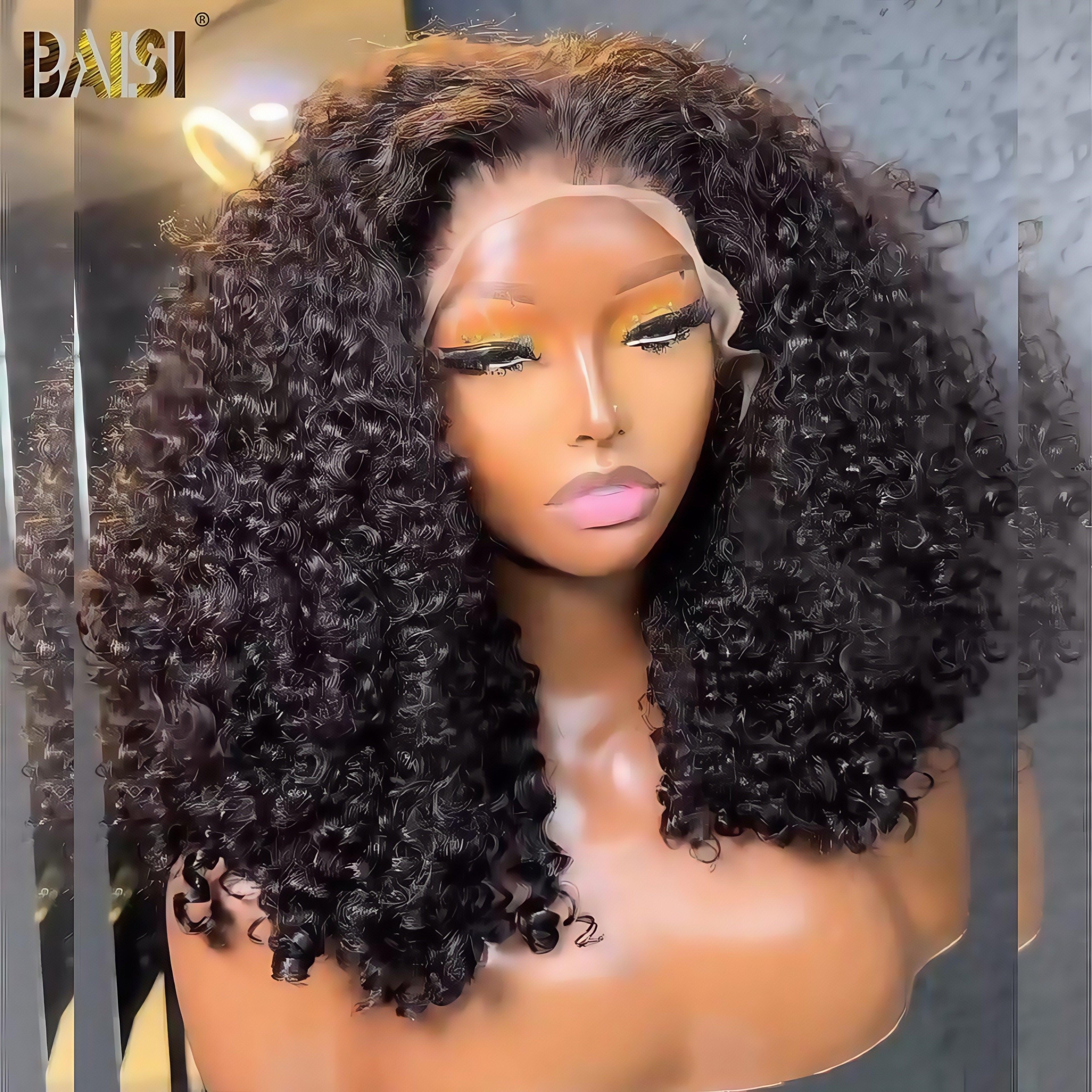 BAISI Achetez 2 perruques minimum au prix d'usine fournisseur en France TVA 0€ 48H arrivé T PART LACE PERRUQUE Afro Curl AVEC LE RAIE DE COTÉ (Pas Besoin de Code)