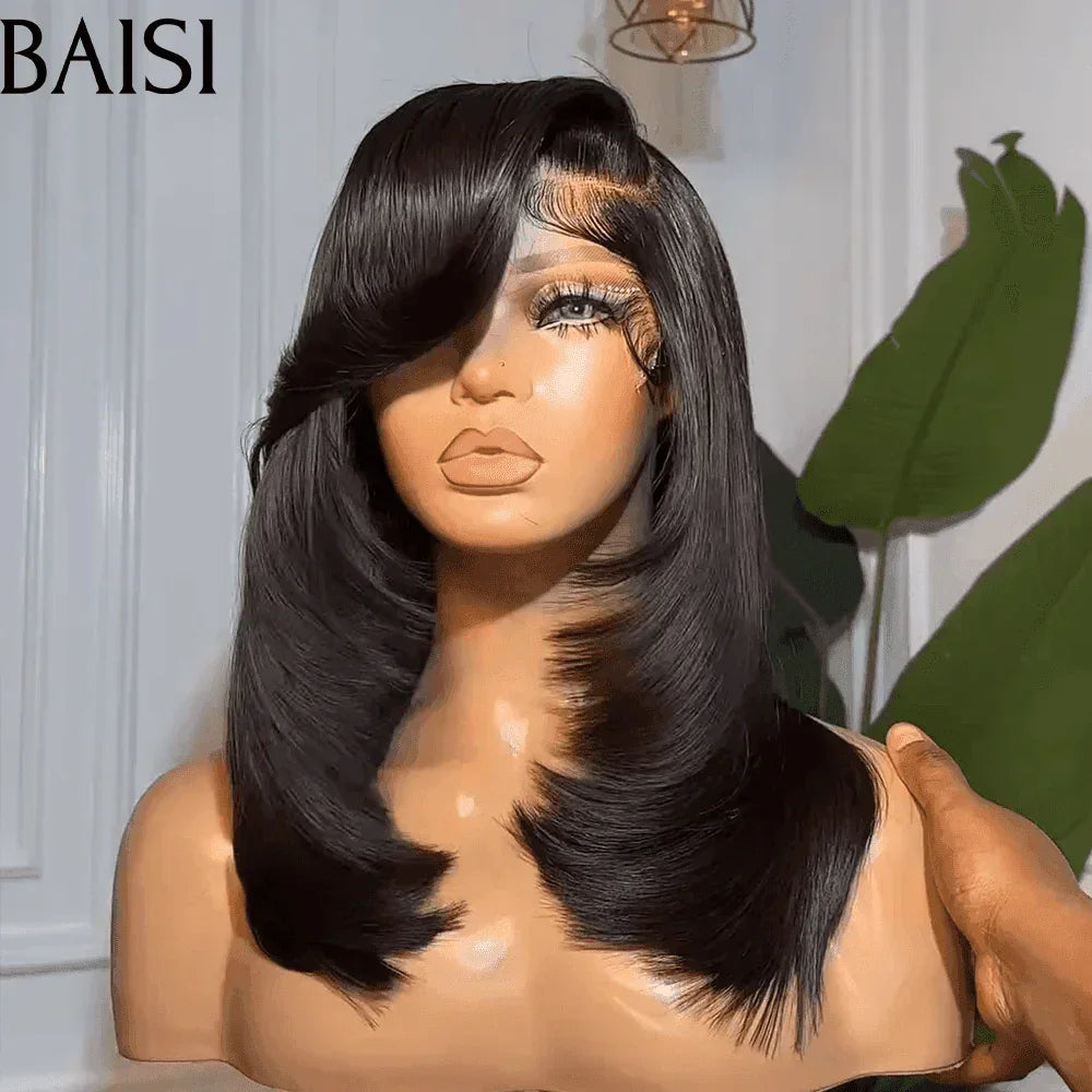 BAISI 13X4 pelucas de lujo 100% cabello vietnamita liso bob SDD BONE STRAIGHT 300% densidad A1 hecho con cabello doble dibujado 15A