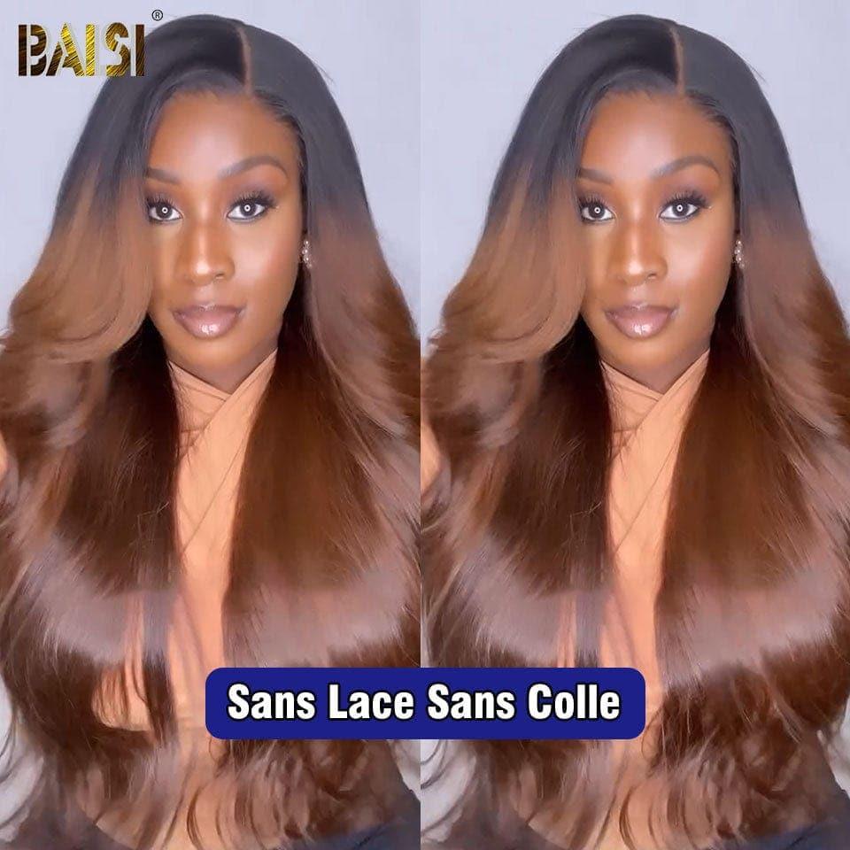 BAISI Achetez 2 perruques minimum au prix d'usine fournisseur 13x4 Frontal Perruque Body Wave 20 pouce 159€ en Marron #1B4 Pré-plucked Pas Besoin de Colle en 100% Raw Hair