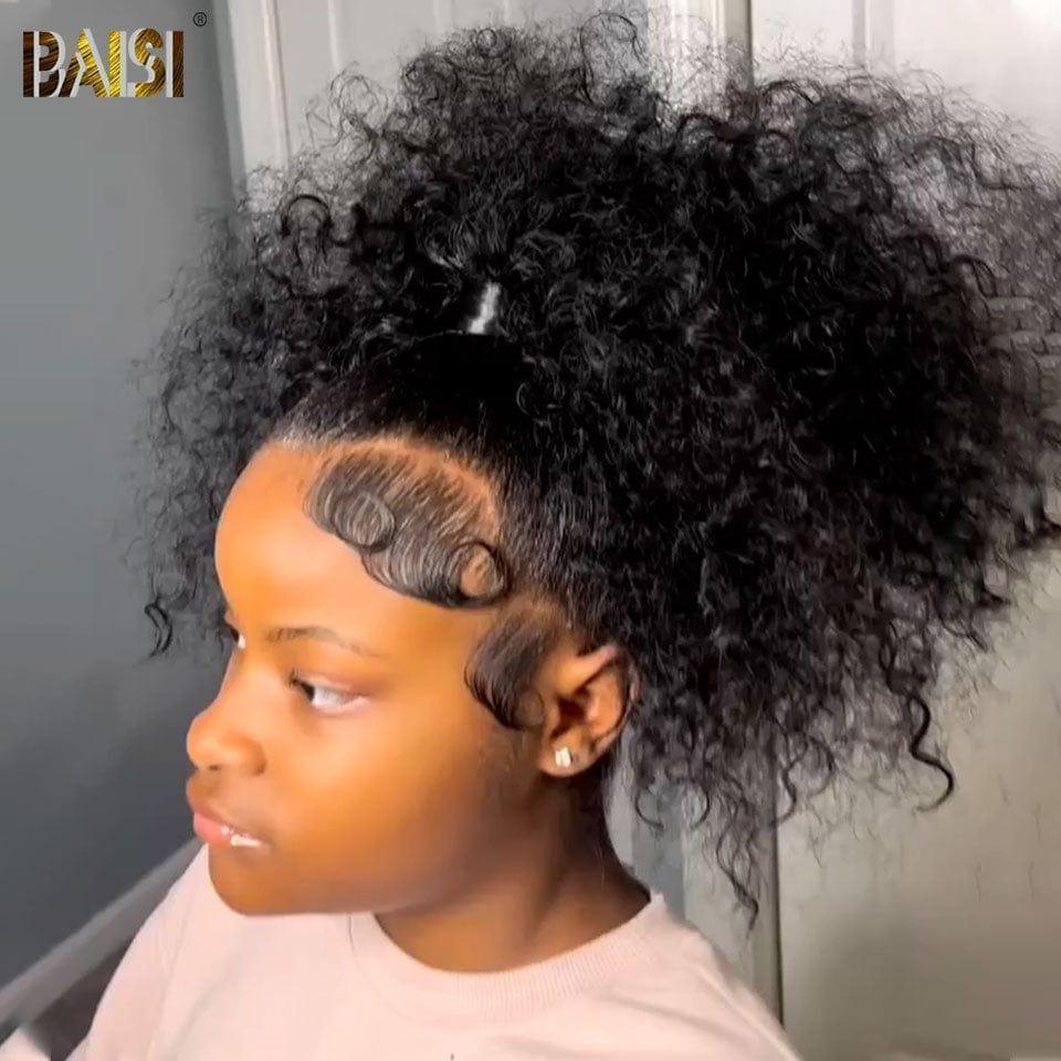 BAISI 100% capelli umani coda di cavallo onda d'acqua
