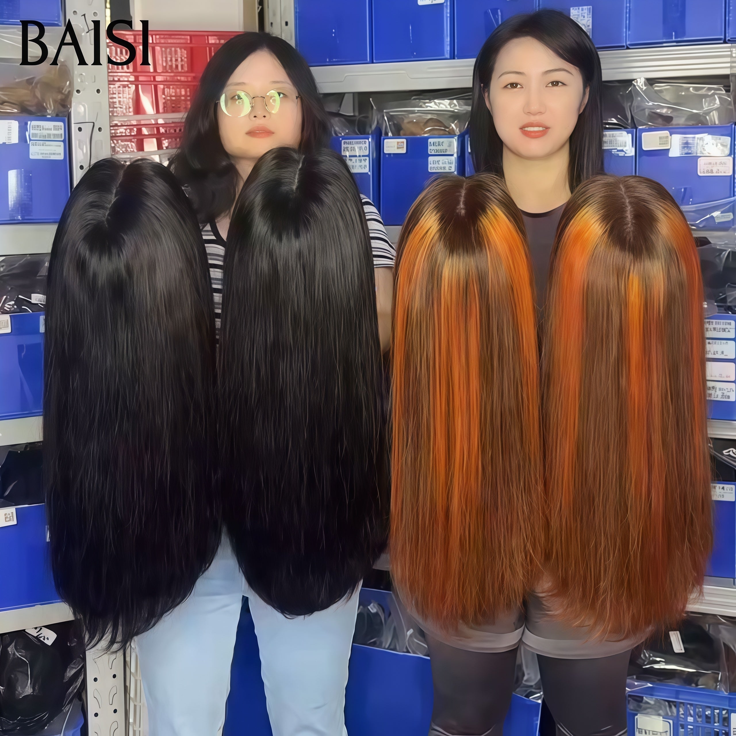 BAISI 2X6 lace closure perruque Lisse en 2 couleur Marron Mixte orange ou noir 100% Vietnam Hair de luxe SDD BONE Straight Haute Qualité en 100% Cheveux Humains