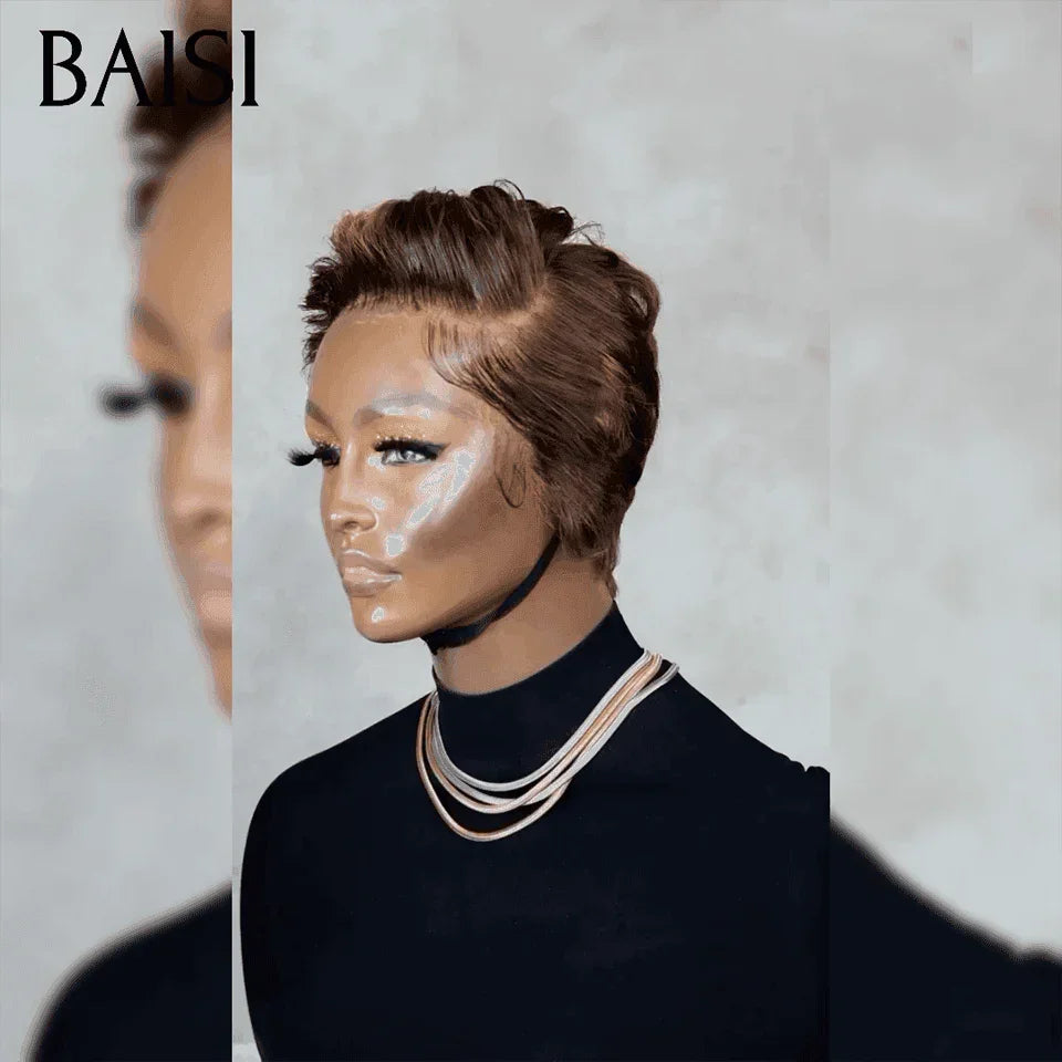 BAISI Oferta Flash 69€ Peruca Frontal Pixie Penteado Moderno na cor personalizada como na foto #996