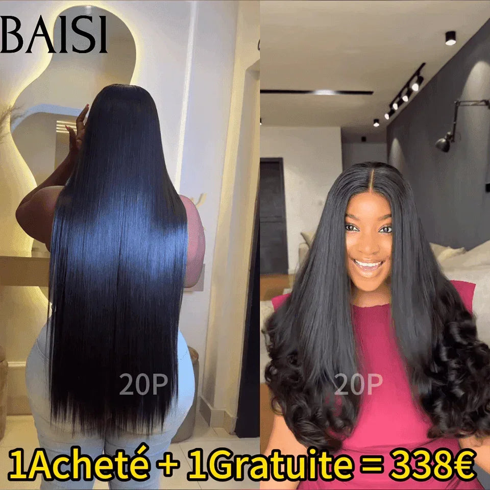 BAISI 1 Acheté + 1 Gratuite = 50€ Fabriqué à la Machine pixie water wave et finger wave ou 1 Acheté + 1 Gratuite = 338€ en 100% vrais cheveux humains (pas besoin de code)
