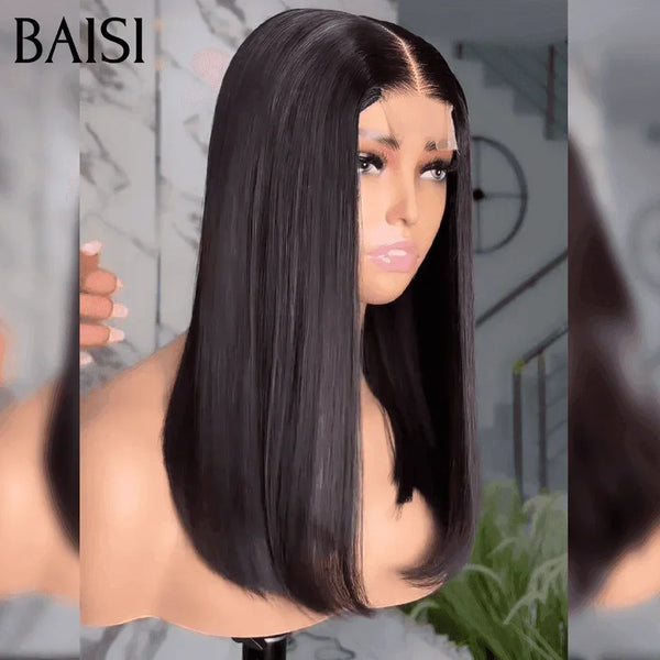 BAISI Perruques de Luxe SDD BONE Straight 100% Viêtnam Hair 300% densité 2X6 Lace Perruque 16 Pouce Noir Lisse plus de 20 ans d' utilisations