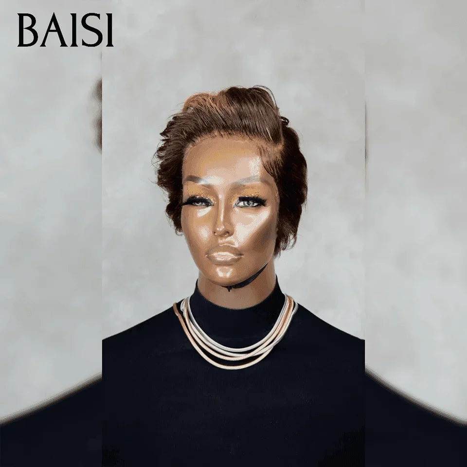 BAISI Oferta Flash 69€ Peruca Frontal Pixie Penteado Moderno na cor personalizada como na foto #996