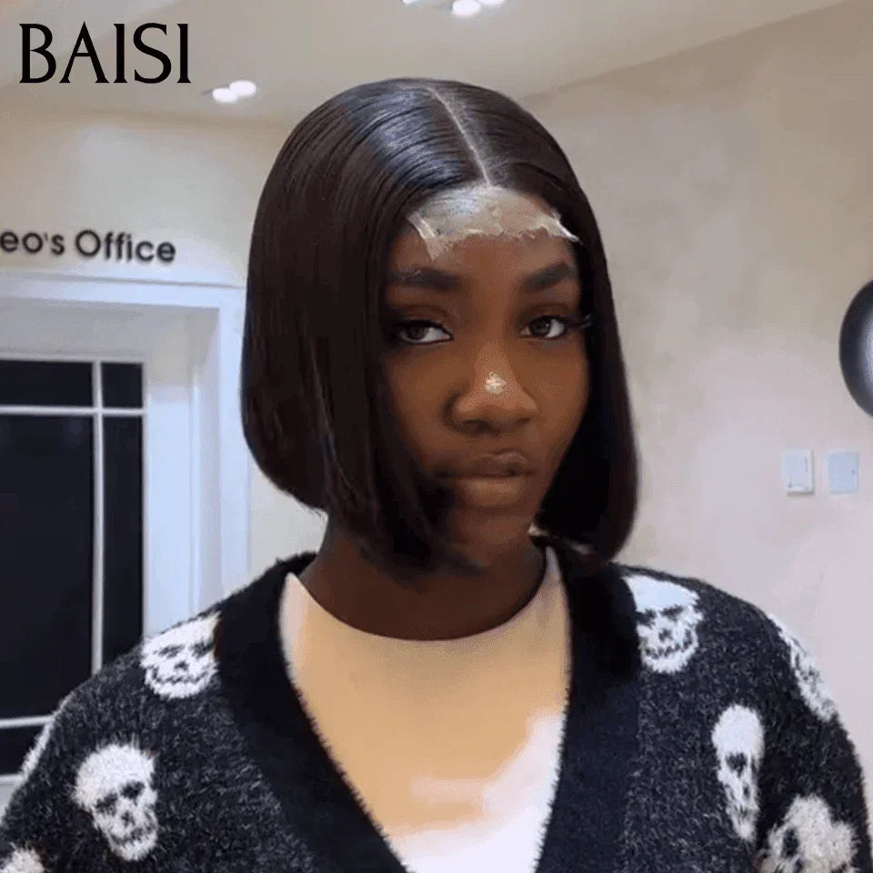 BAISI Grand SALDI IVA 0€ 69€ SDD BONE Dritto 300% densità 100% capelli vietnamiti 2x6 chiusura in pizzo Parrucca diritta in capelli umani al 100% Vietnam Hair FR38