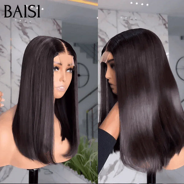 BAISI Perruques de Luxe SDD BONE Straight 100% Viêtnam Hair 300% densité 2X6 Lace Perruque 16 Pouce Noir Lisse plus de 20 ans d' utilisations