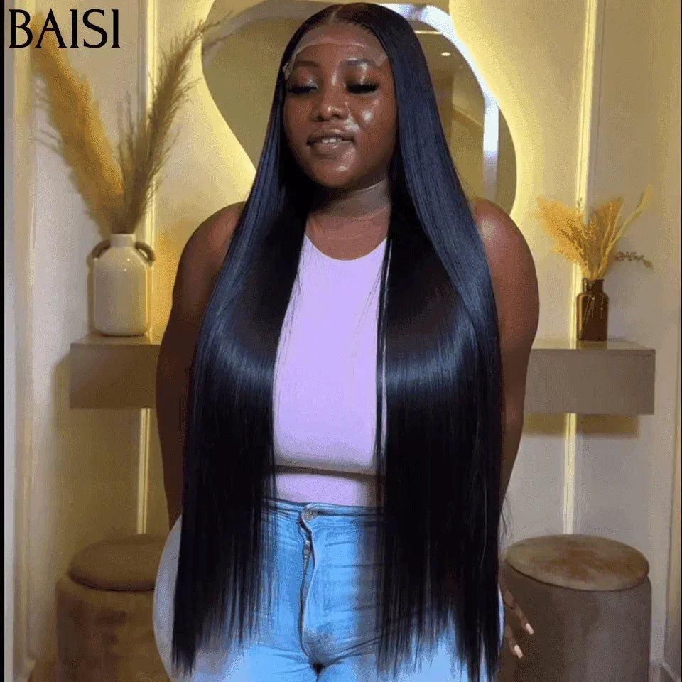 BAISI Achetez 2 perruques minimum au prix d'usine fournisseur 4X4 closure perruque trop longue LISSE en 100% cheveux humains
