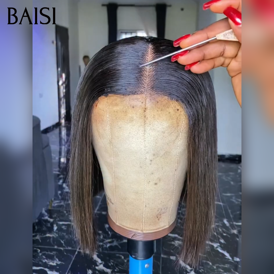 BAISI 2 perruques bob Lisse Noir 8 Pouces avec Frange 79€ ou Sans Frange 89€ Facile à Porter Au Quotidien en 100% Cheveux Humains