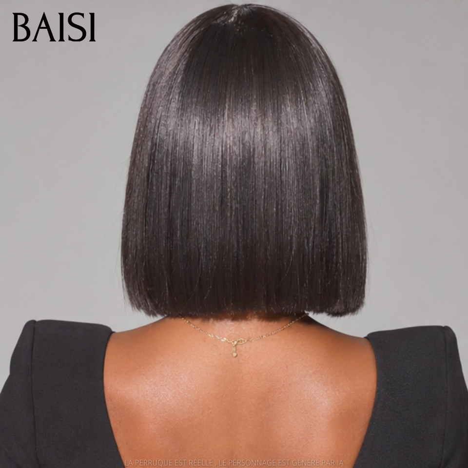 BAISI Perruque Bob lisse Avec Frange Perruque de Luxe 100% Vietnam Hair SDD BONE STRAIGHT 200% densité Sans Lace Sans Colle en 100% Cheveux Humains