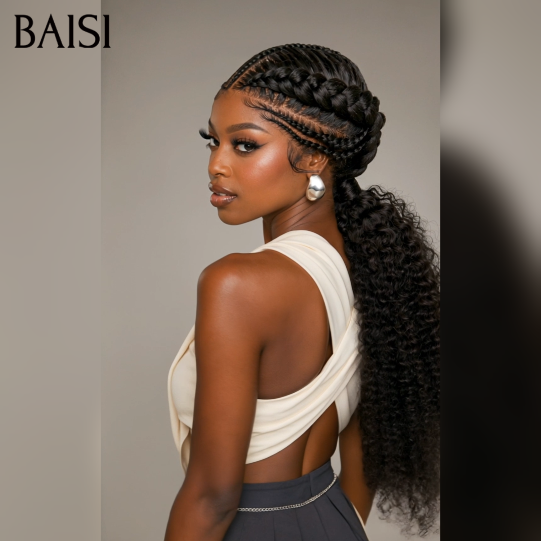 BAISI Full Lace Perruque Curly Déjà Coiffée Couleur Noir 196€ Prête A Porter Très bonne qualité en 100% Cheveux humains