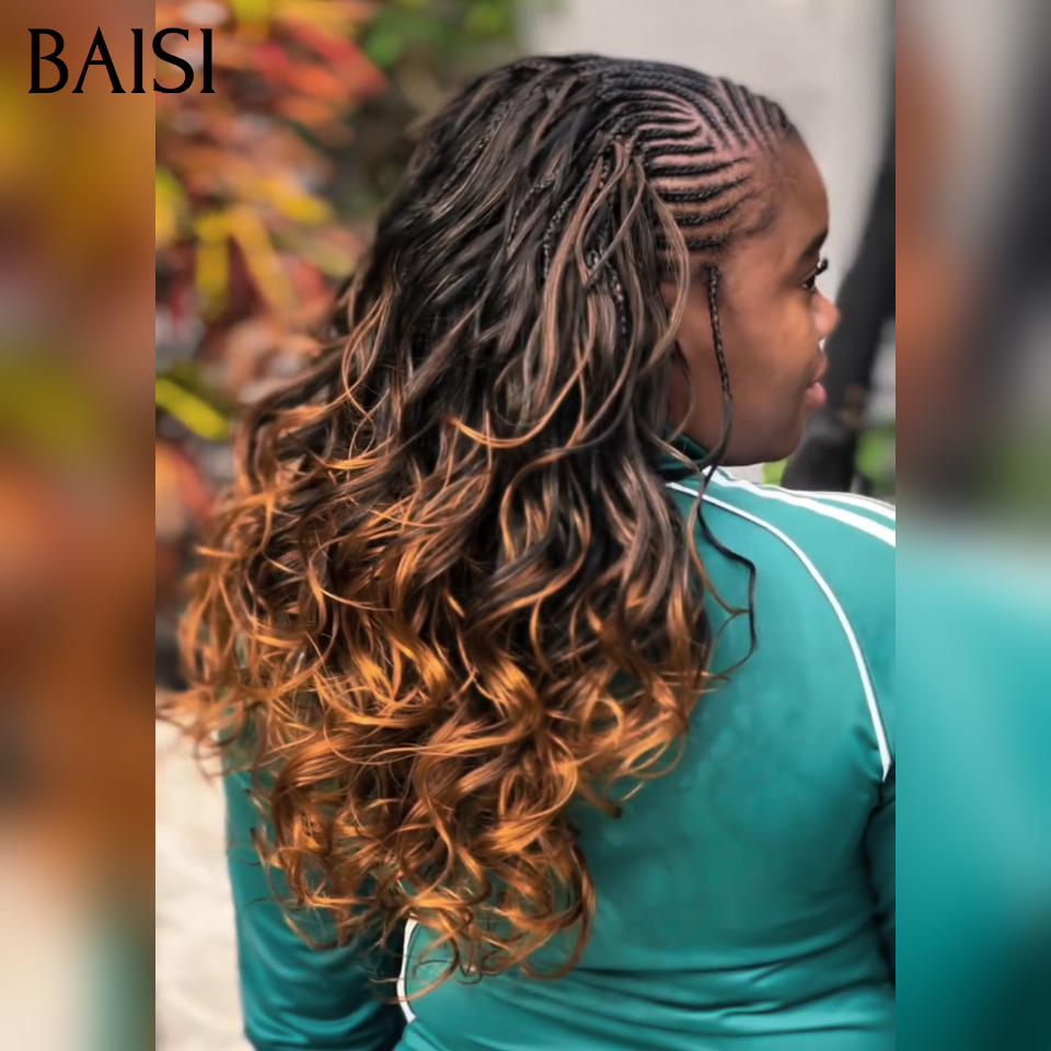 BAISI 13x6 Lace Perruque Coiffée Longue Egg Wave Couleur Marron Clair et Noir 1B/33# 22Pouces Nattes Bien Dessinées Anti-Chaleur en 100% Cheveux humains