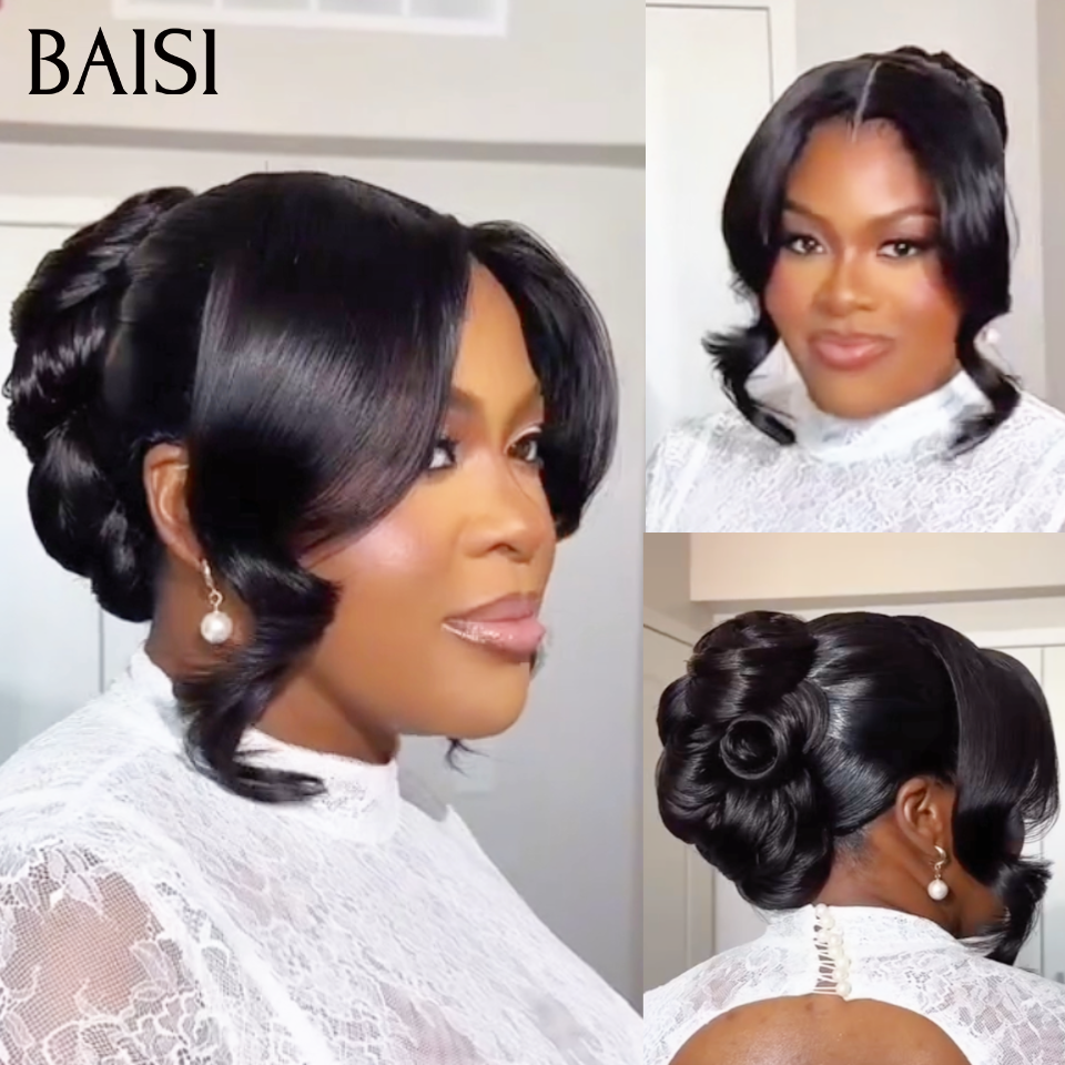 BAISI Perruque En Chignon Sienna NOIR Coiffure de Reine pour Evènement Spécial En 100% cheveux humains