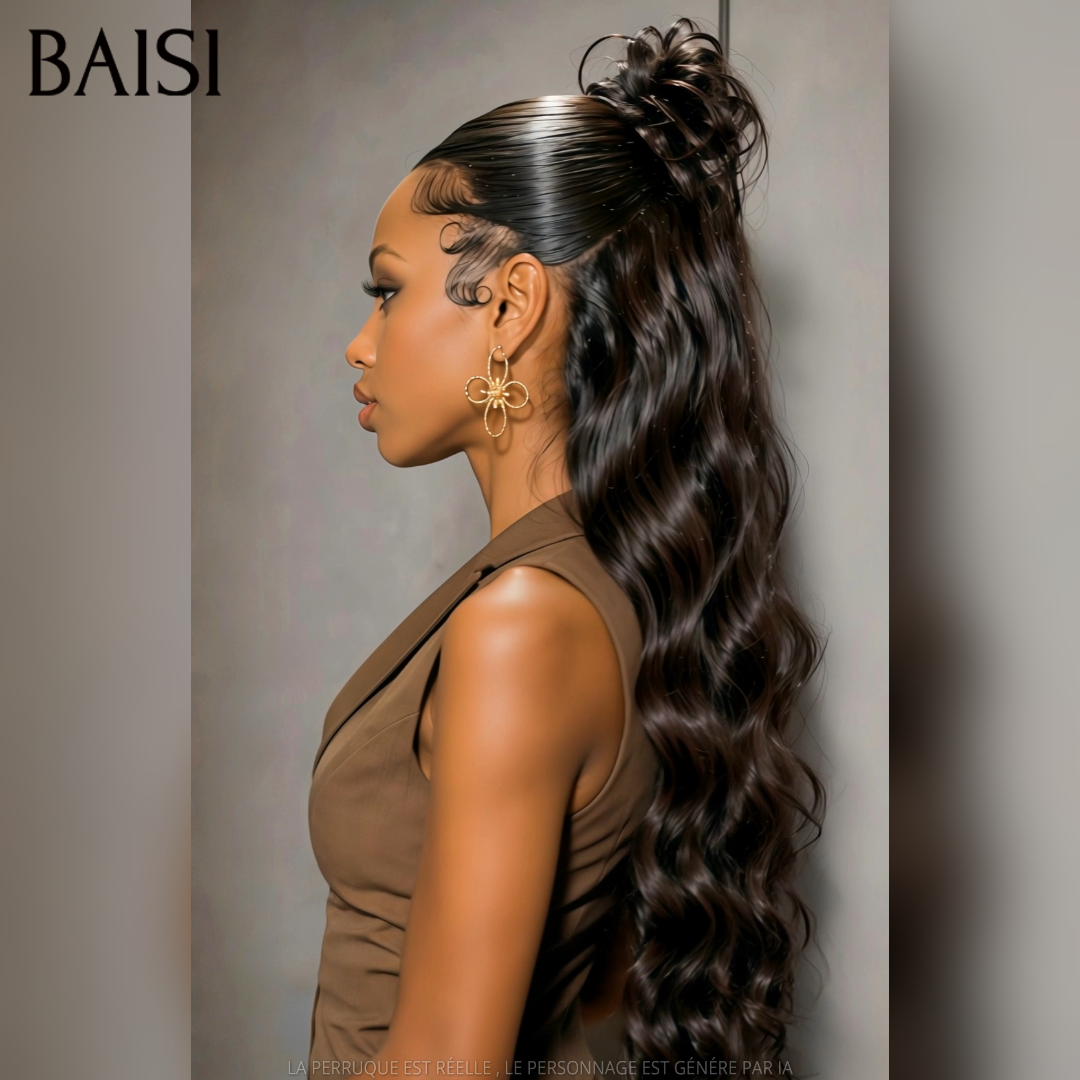 BAISI 13x6 Lace Perruque Coiffée Body Wave Couleur Noir 1B# 22Pouces 159€ ou 30Pouces 299€Coiffure Très Elégante en 100% Cheveux humains
