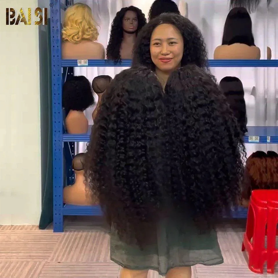 BAISI 4x4 closure parrucca riccia in 100% capelli umani indiani brasiliani di buona qualità