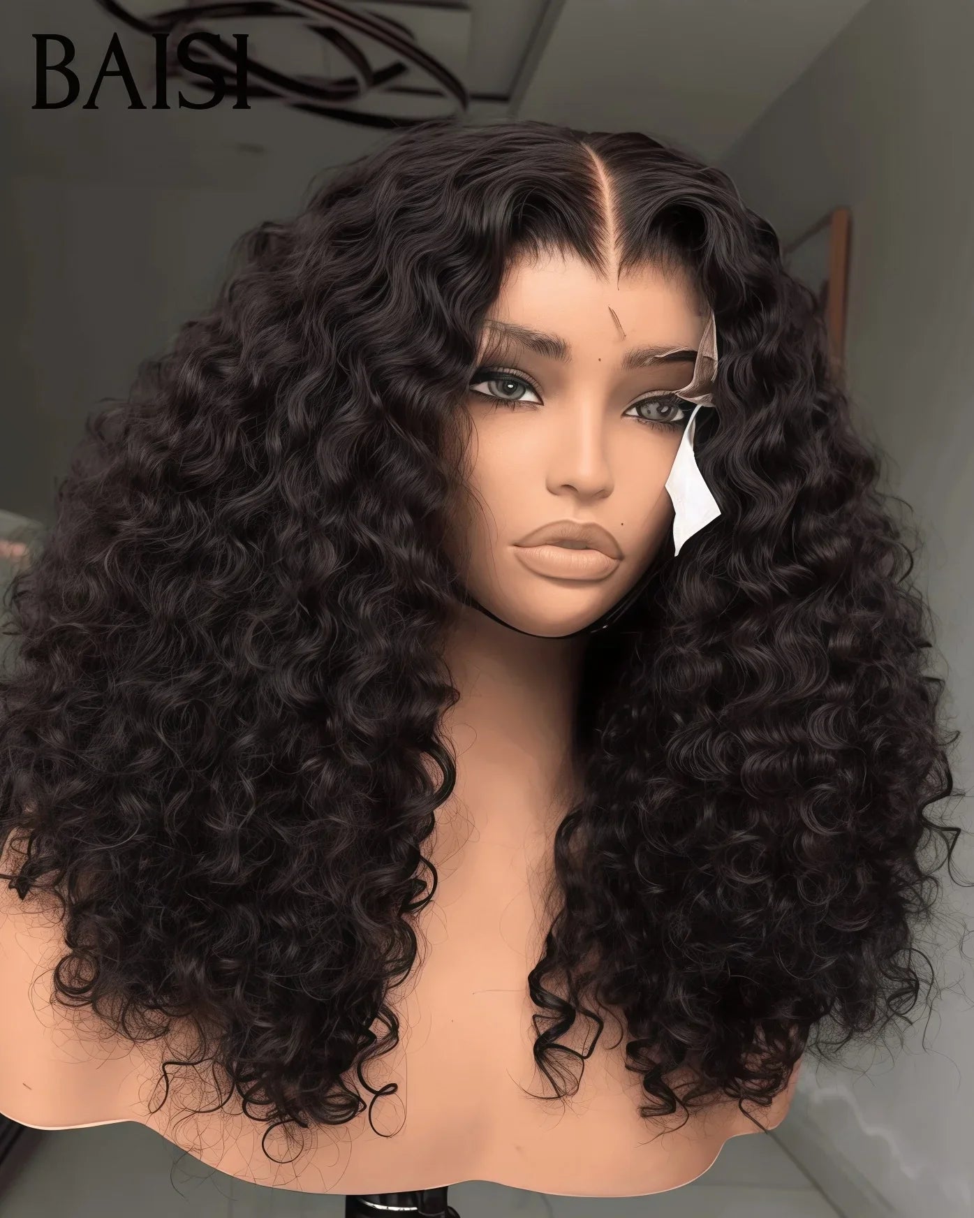 BAISI RAW HAIR 300% Volume grande lace Frontale 13X6 perruque 208€ Curly wave Densité super pleine plus de 10 ans d'utilisation avec très bon soins B Code: FR38
