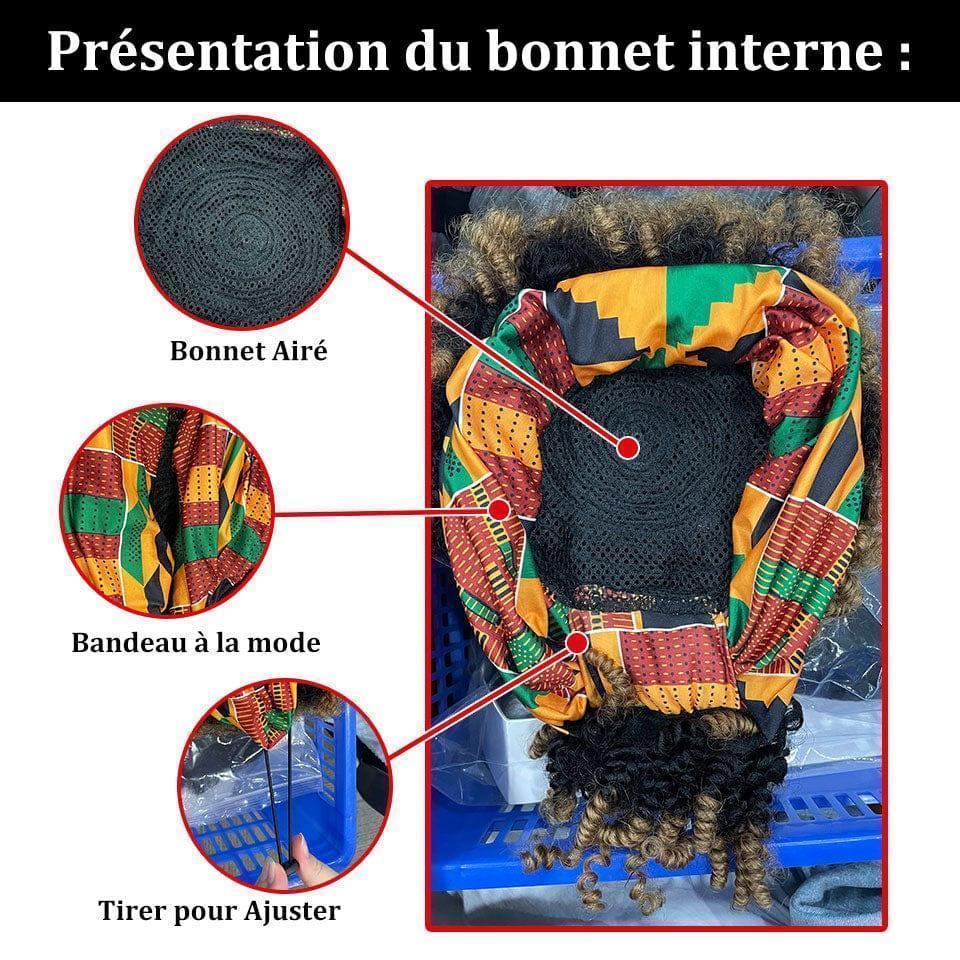 BAISI Perruque BOB NOIR Mix Miel Bandeau Frisée Curly Fabriquée A La Machine sans lace sans colle 79€ En 100% Vrais Cheveux synthetic hair