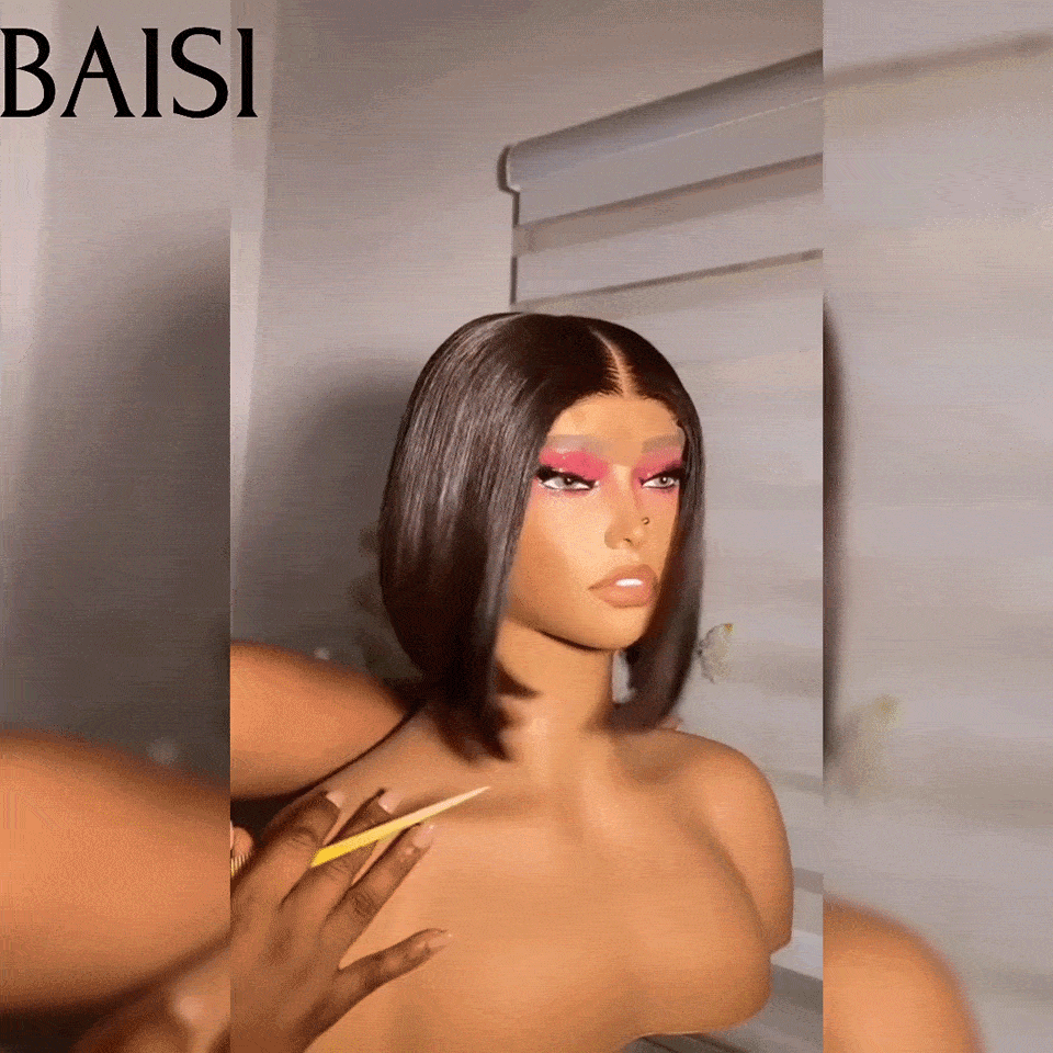 BAISI 15A SDD BONE STRAIGHT 2x6 Lace Closure Perruque Lisse couleur Marron #4 en 100% Cheveux Humains 100% Vietnam Hair 300% densité Pre-plucked