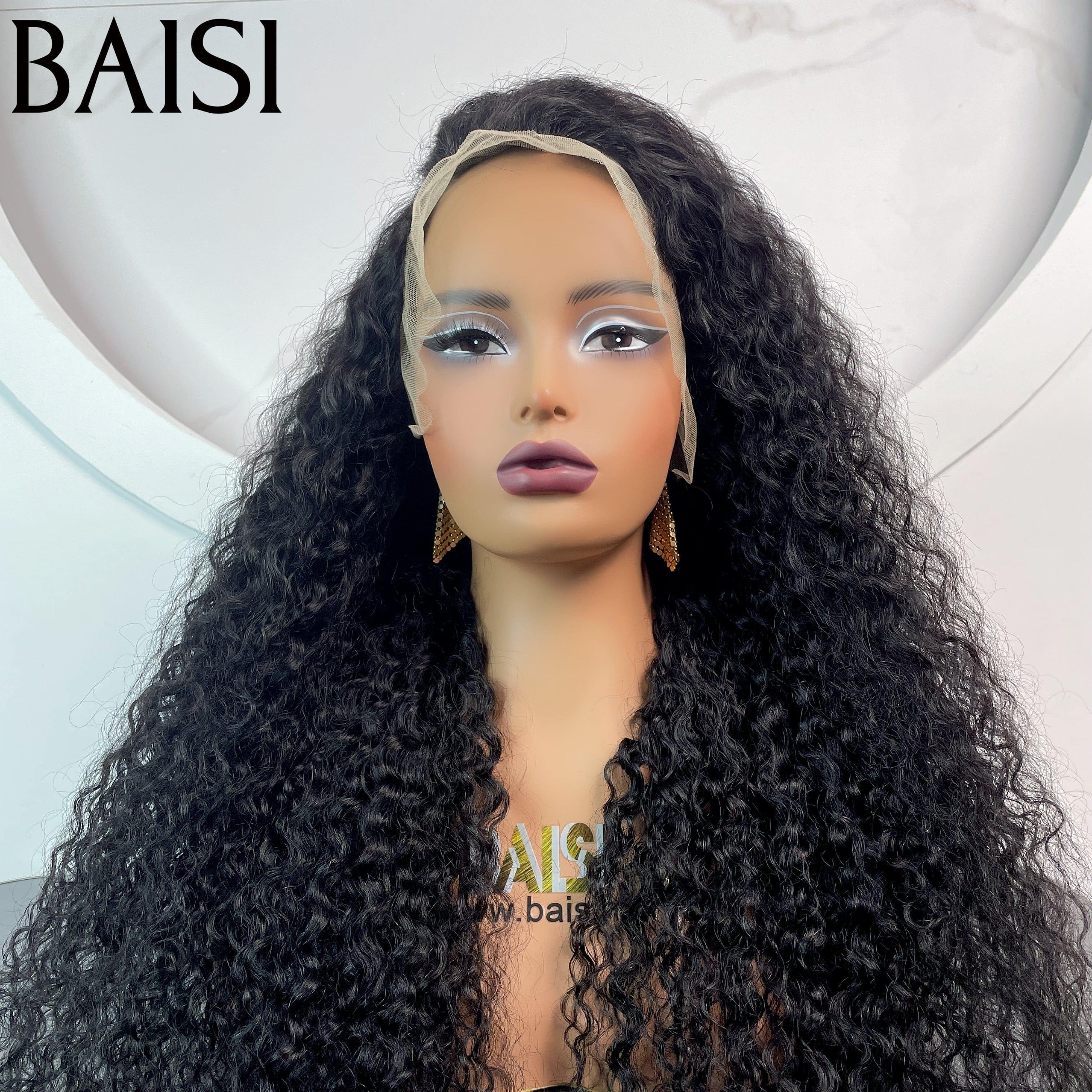 BAISI 13x4 Frontal Perruques de Luxe Curly volume 350% densité 24 pouce 219€ A1 Fabriquées par les cheveux double drawn mèches vièges plus de 20 ans d' utilisations FR38