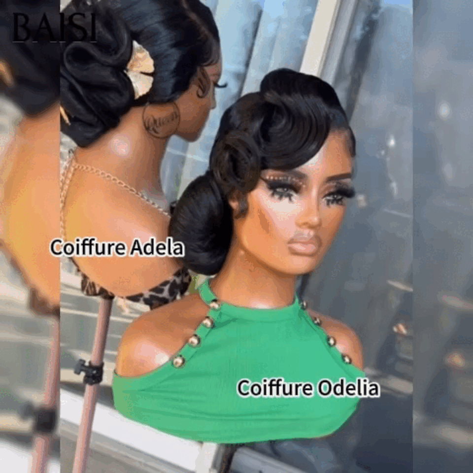 BAISI Coiffure de luxe Adela & Odelia Perruques Mariage Prête à porter chignon et personalisation comme sur la vidéo 100% identique avec lace frontale pour mariage ou événement spécial BS120