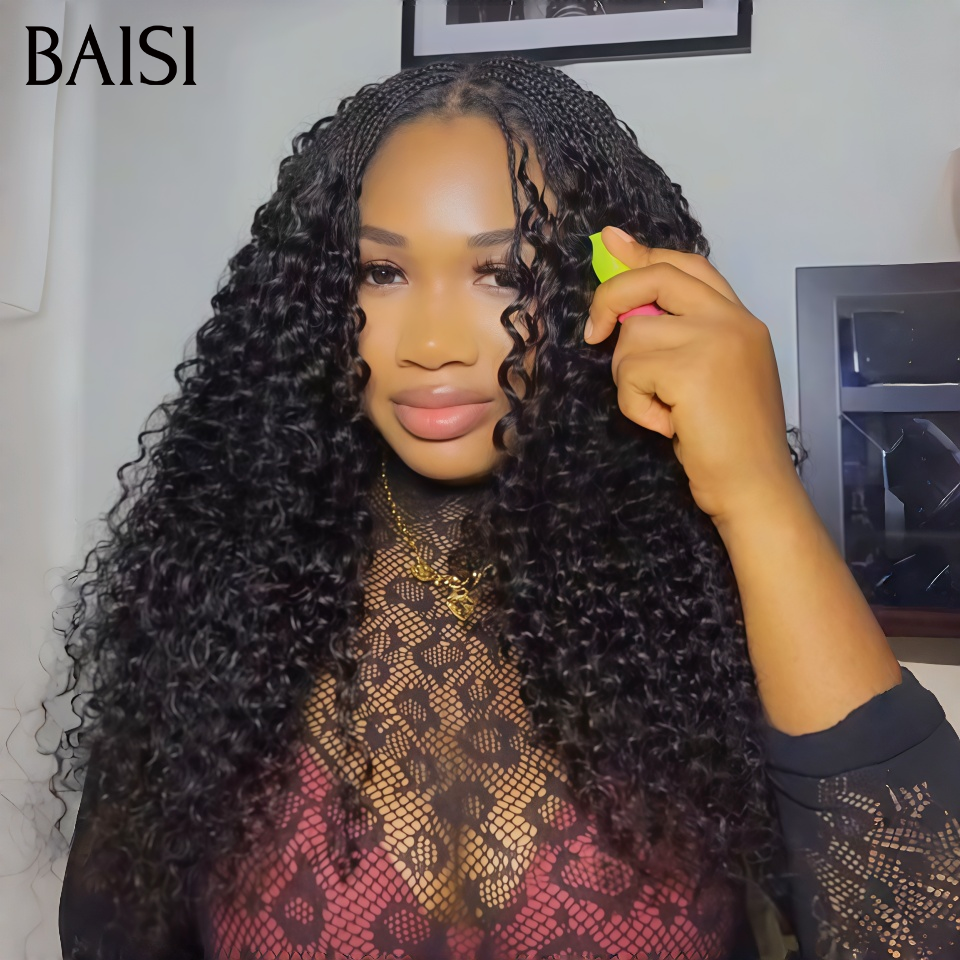 BAISI Extensions Plumes 100% Cheveux Humains Curly Wave Frisée Noire Installation Etape par Etape Rendue Longue Volume et Naturelle en 100% Cheveux Humains