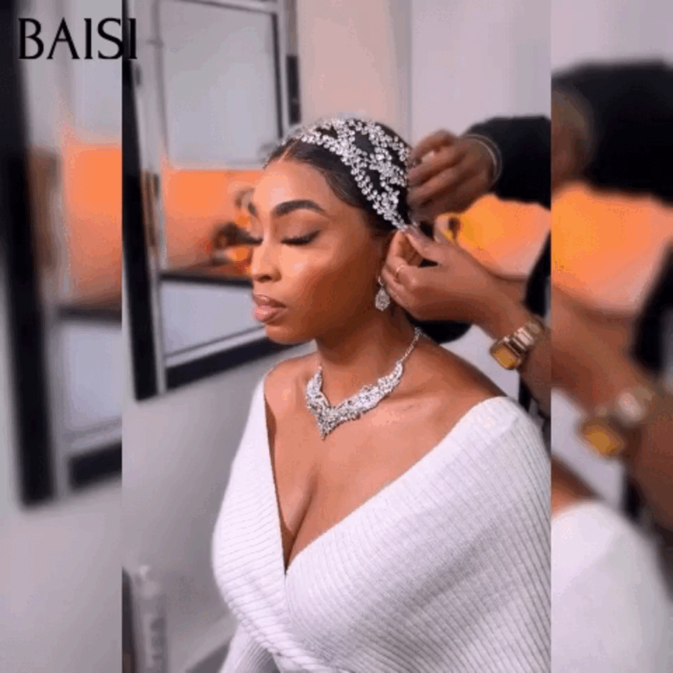 BAISI Coiffure de luxe Destiny Perruques Mariage noir Prête à porter chignon et personalisation comme sur la vidéo 100% identique avec lace frontale événement spécial BS120