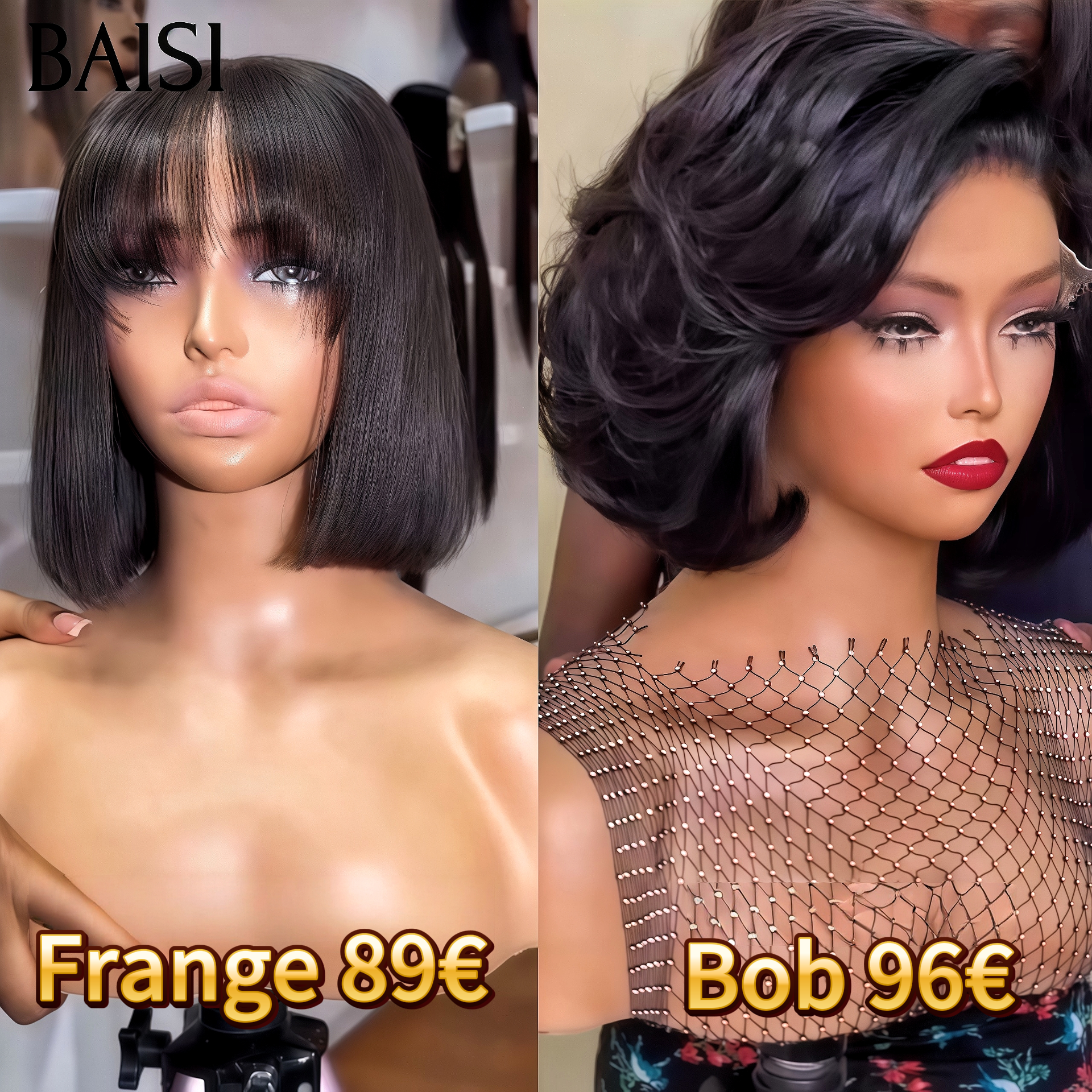 BAISI peruca lisa BOB com franja 8 polegadas ou closure lace 4x4 Bob 10 polegadas BLACK FRIDAY em 100% cabelo humano