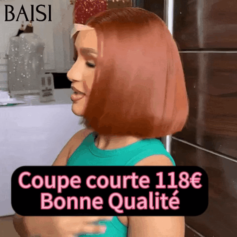 BAISI Perruque Lisse DE luxe Bob 2x6 Lace 8 Pouces 118€100% Vietname Hair en couleur NOIR ou Marron #4 En 100% Vrais Cheveux Humains BS65