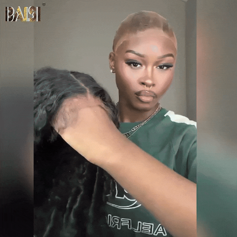 BAISI 13x4 Frontal Perruque Bouclée TW NOIR 18 Pouces 198€ 300% haute densité En 100% Cheveux Humains En Grande Promo