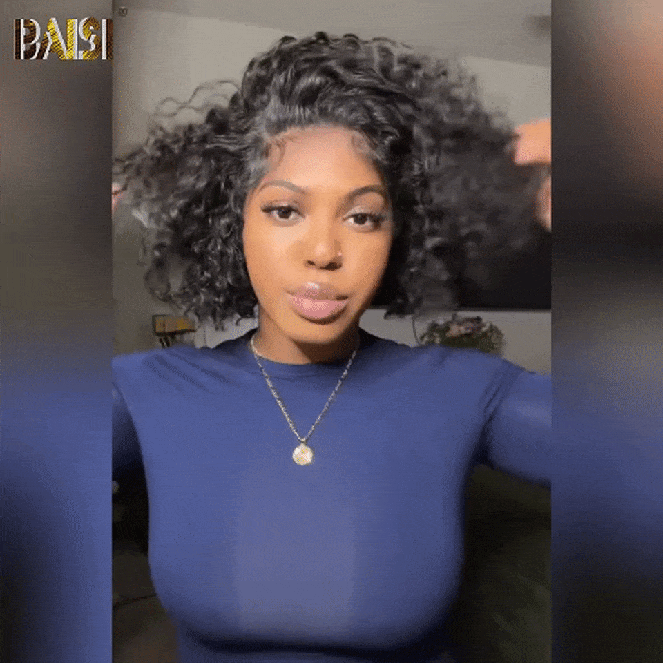 BAISI 13x4 lace frontal curly wave 20 pouce Raw Hair 108€ ou 2 Perruques bob 190€ Sans Colle Facile à Porter en 100% vrais cheveux humains Lace déjà couper