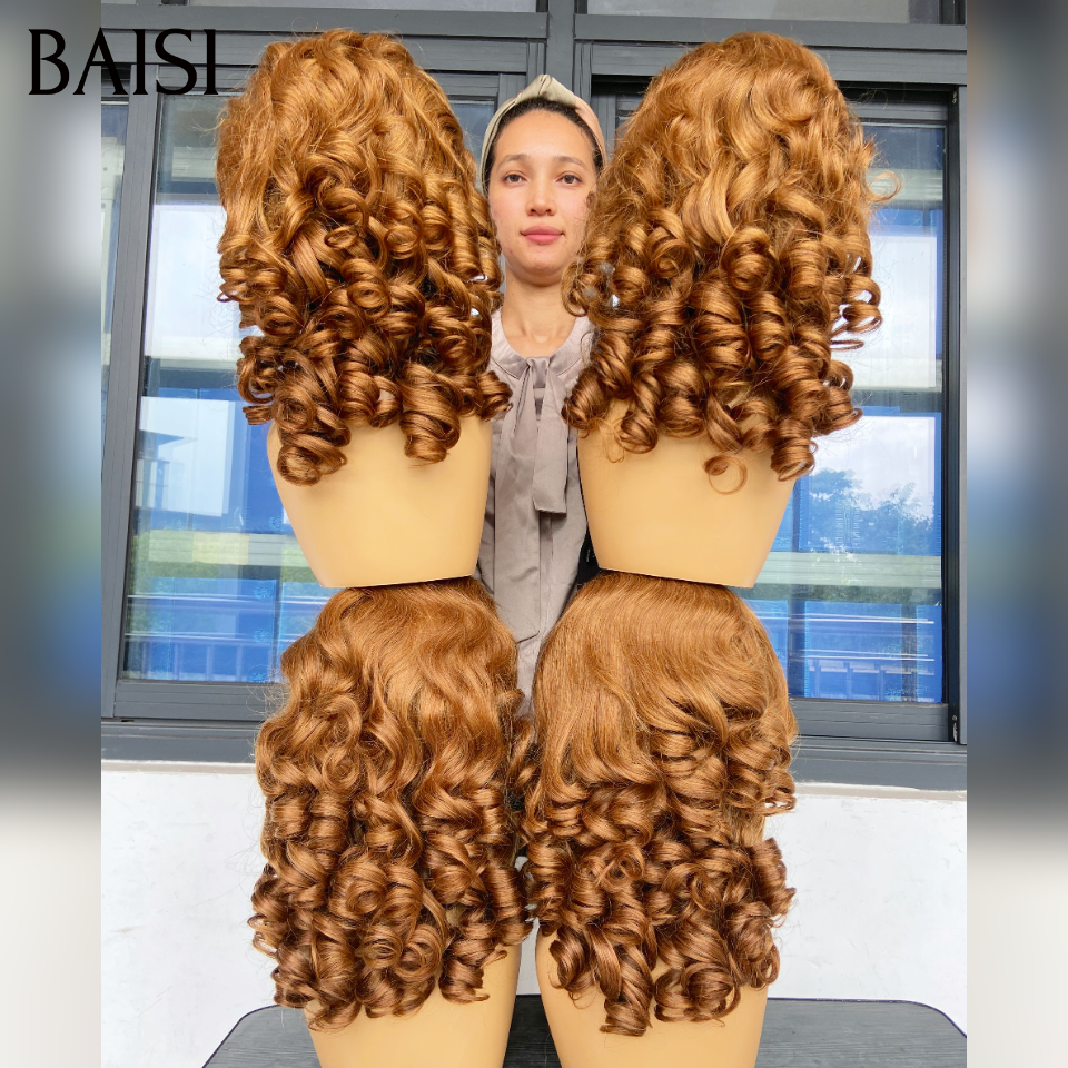 BAISI 13X4 lace frontale Perruque 60€ en Couleur Mixte 4T27# marron 250% densité en 100% Cheveux Humains