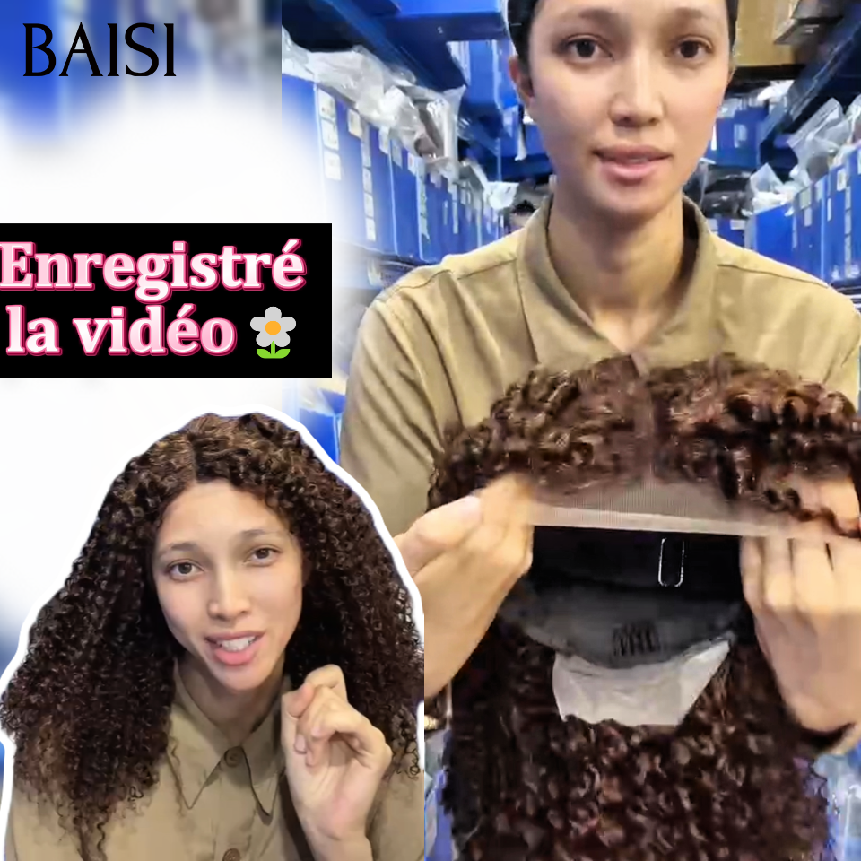 BAISI vente en promotion Lace frontal Perruque 13*4 Curly wave Marron 4# promo 20 pouces 129€ 100% Cheveux Humains