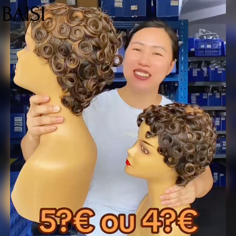BAISI Perruque Chioma 40€ 1B30# sans Colle machine en 100% vrais cheveux humains