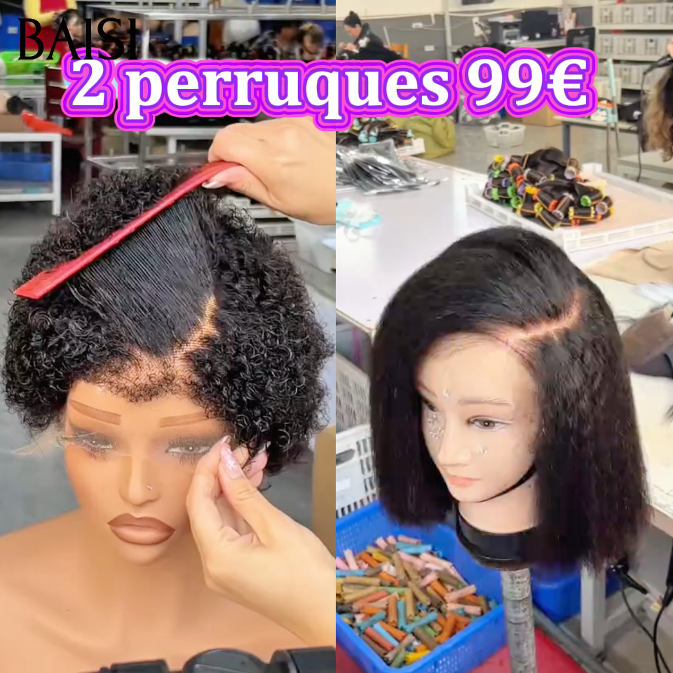 Offre speciale petit budjet 2 perruques promo 99€ valide aujourd;hui seulement 1 pixie curly et 1 kinky lisse10p avec lace frontale 100% vrais cheveux humains raw hair