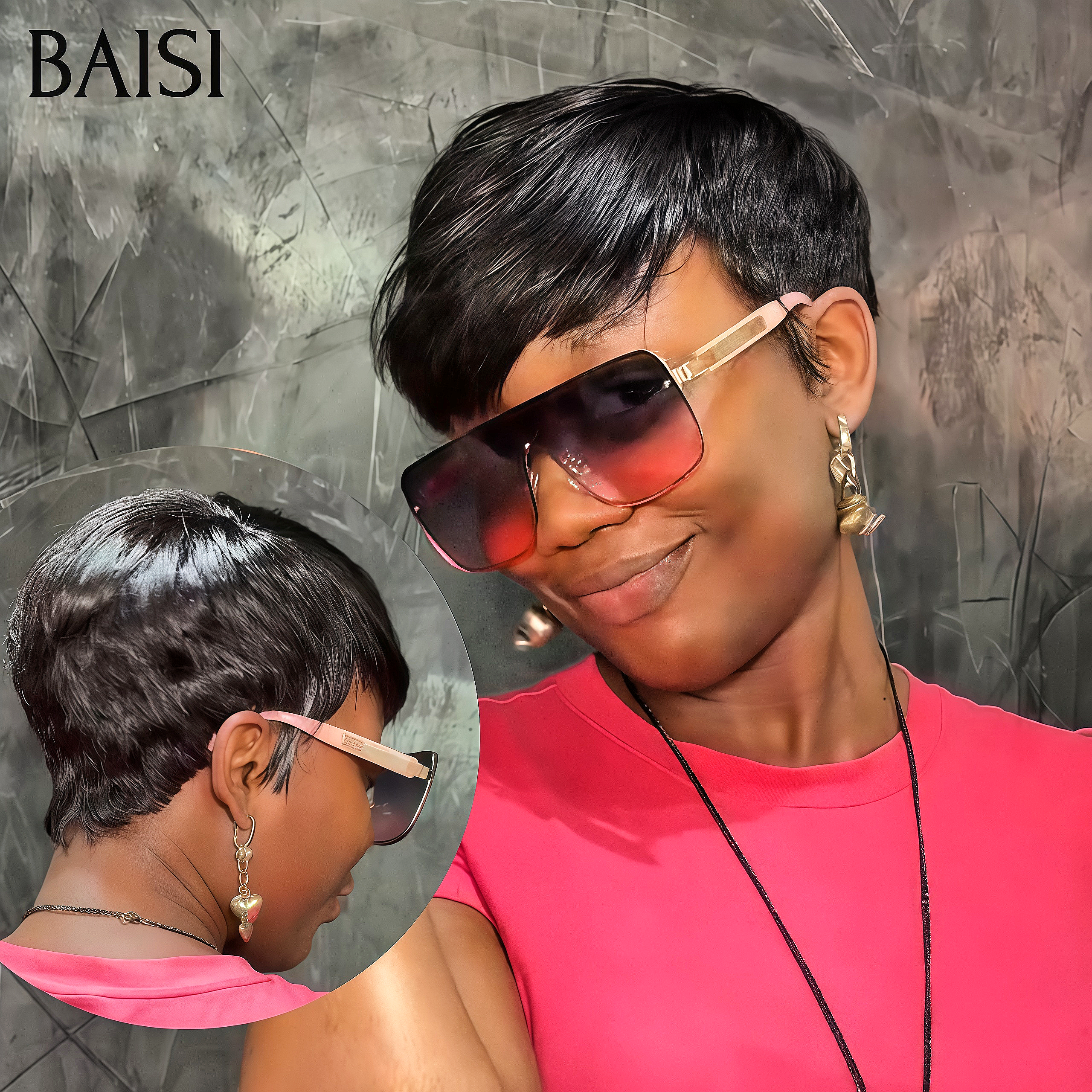 BAISI Cadeaux Noël Sans Colle 44€ lisse NOIR petite coupe fabriqué à la machine en 100% cheveux humains