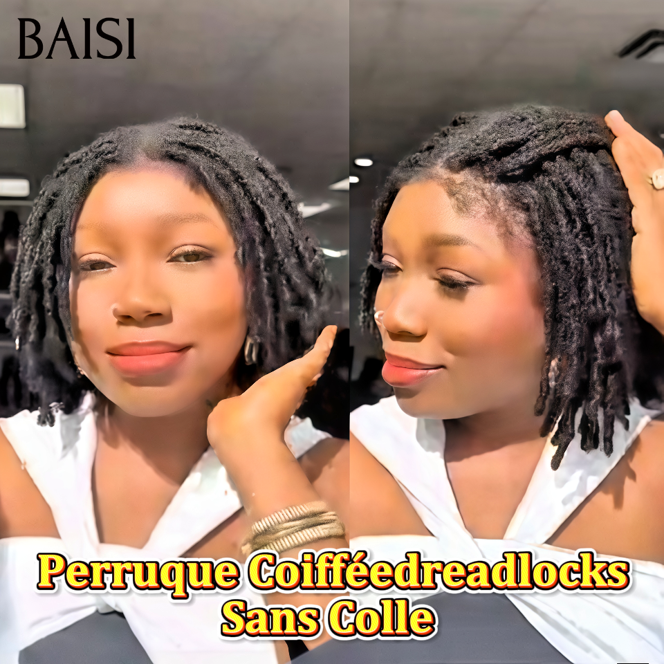 BAISI avec coiffure tressée natte Perruque 149€ Déjà Coiffée dreadlocks Sans Colle Prêt-à-porter 100% cheveux tressés en dreads