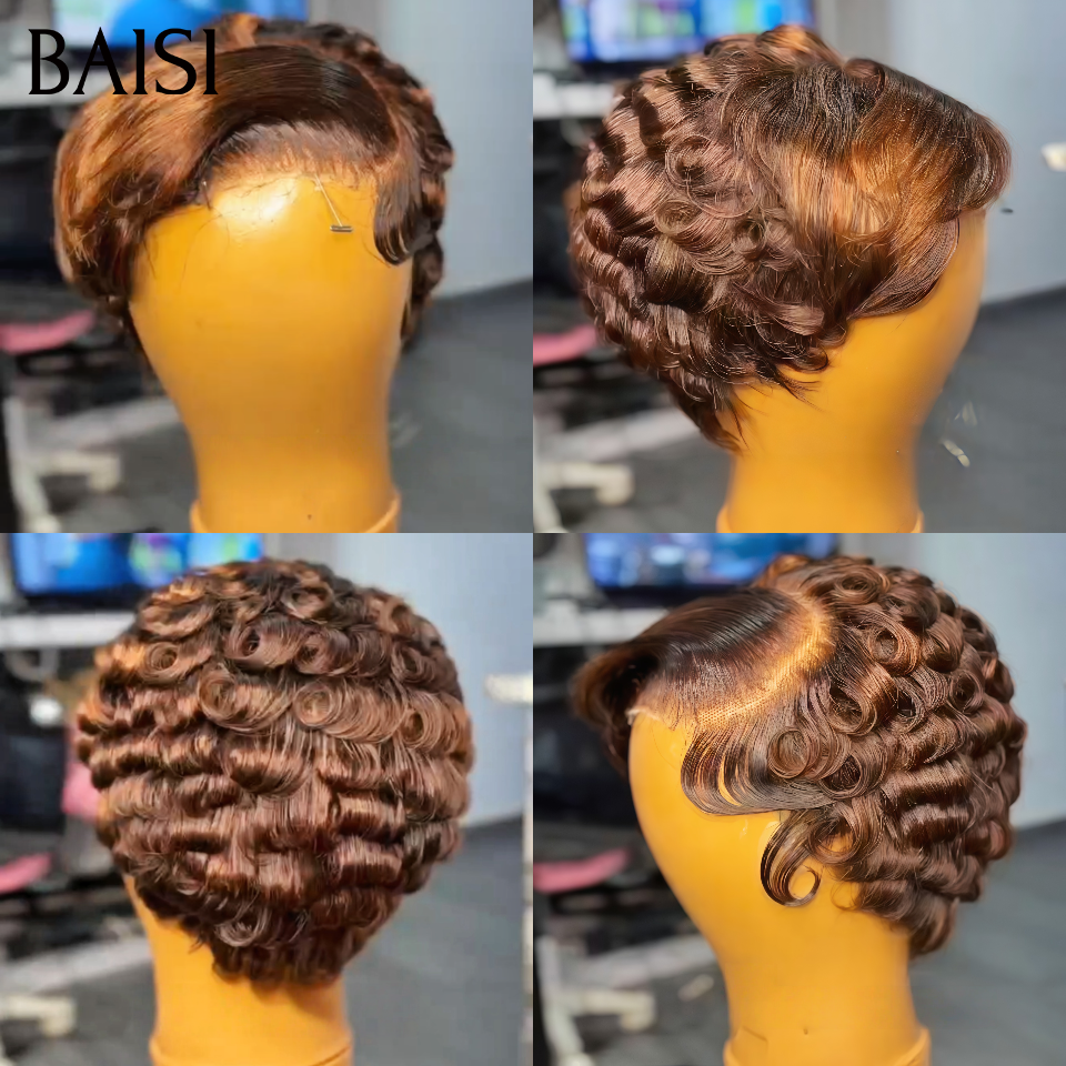 BAISI Perruque pixie chioma 4# marron Pixie sans lace 45€ ou Pixie avec lace 55€ en 100% Cheveux Humains