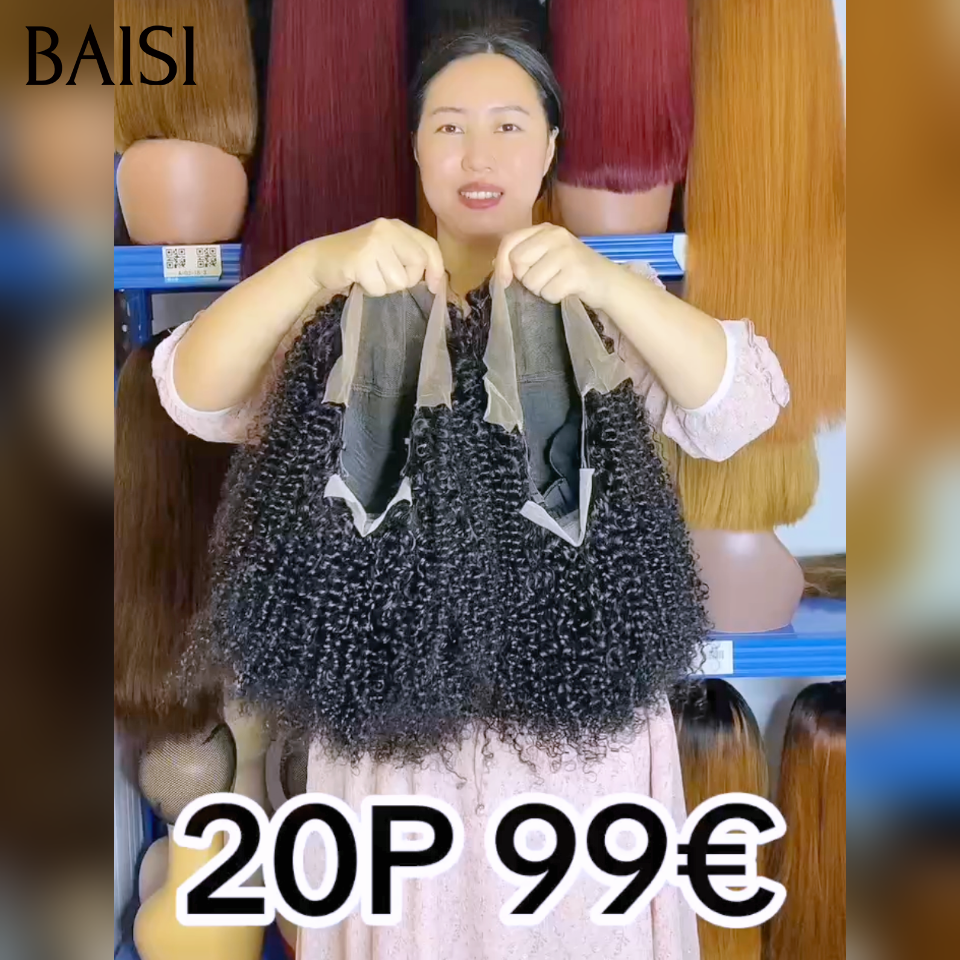 BAISI perruques 18 pouces 13x4 lace frontale de luxe 99€ curly wave naturel NOIR et Sans Colle 13x6 lace 119€ en 100% vrais cheveux humains