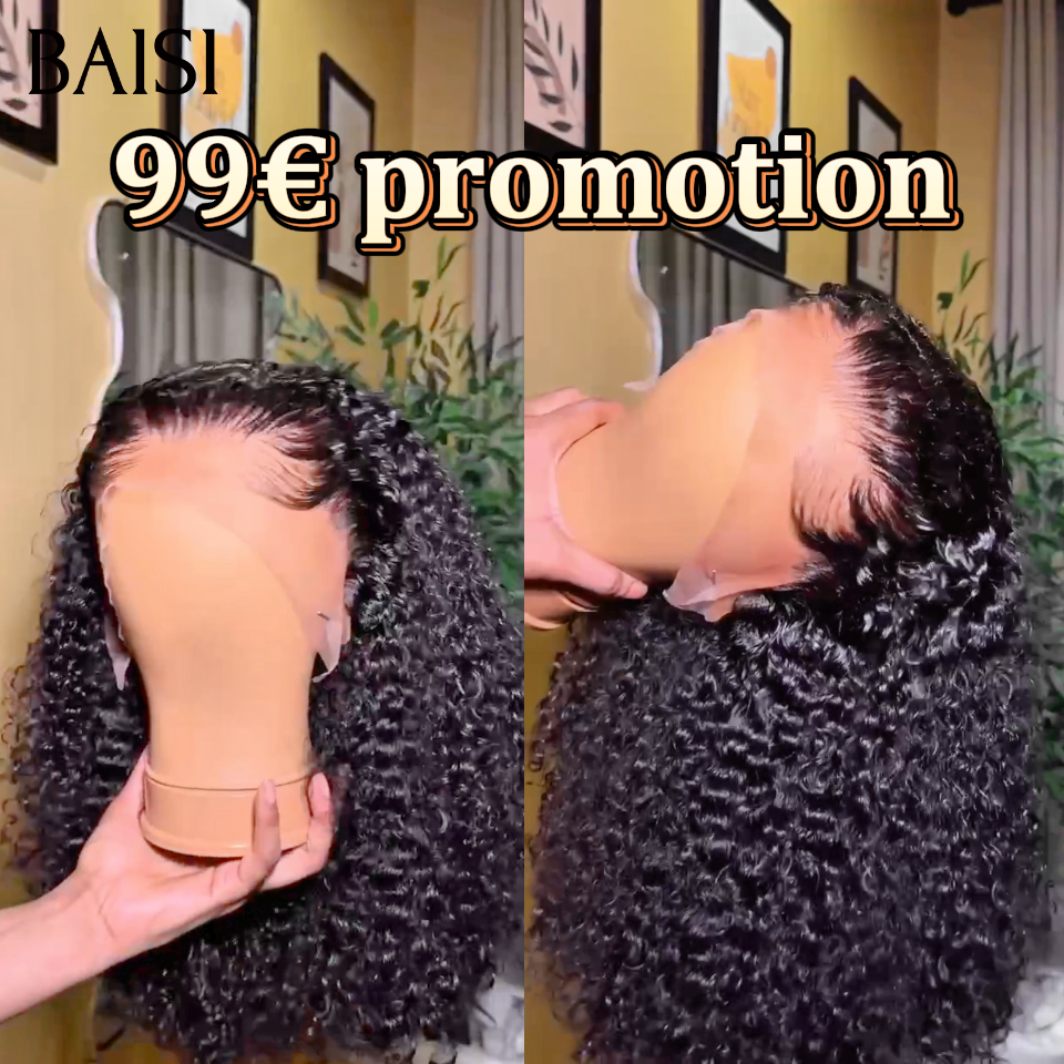 BAISI 13x4 lace frontal Perruque curly wave 18 pouce 99€ raw hair 100% bonne qualité en 100% Cheveux Humains