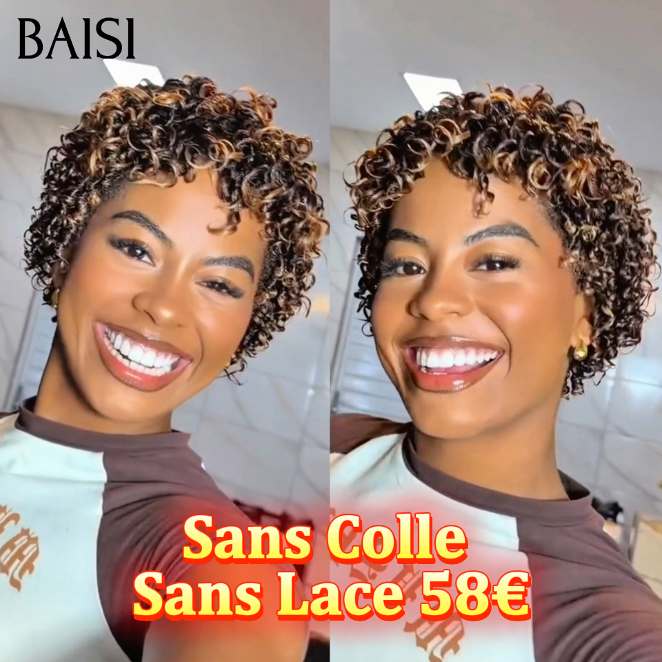 BAISI Prix en Gros Perruque Sans Colle Sans Lace 58€ marron pixie P4/30# 8197 100% vrais cheveux humians