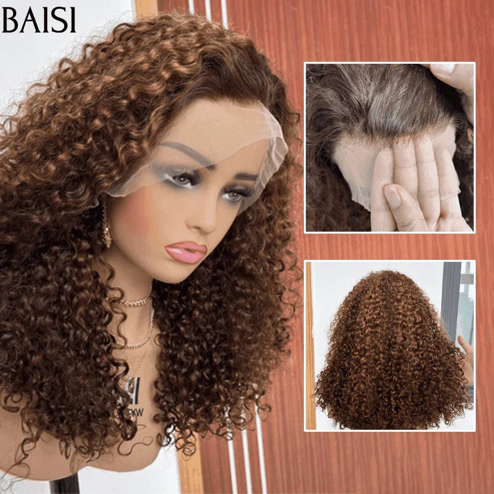 BAISI 13x4 Frontal Curly wave 129€ en couleur marron #4#27 22 Pouces En 100% Cheveux Humains En Grande Promo