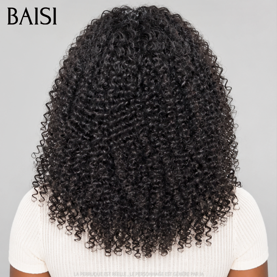 BAISI 13x4 Peruca Lace Crépus Kinky Straight Já penteada como na foto Cor Preto 1B# 20 Polegadas 148€ Beleza Incomparável em 100% cabelo humano