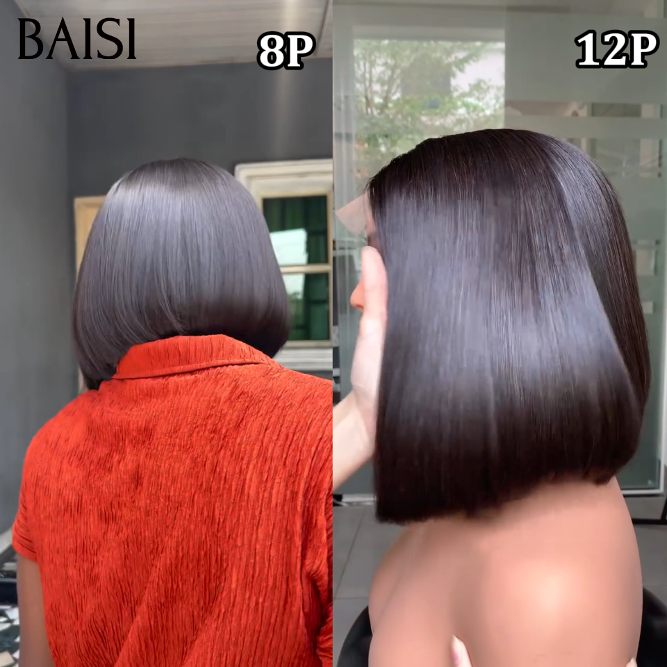 BAISI HAIR FR Liso com Franja 8 Polegadas em França 58€ ou 2 Cortes Chineses Preto e Castanho 129€ em 100% Cabelo Humano