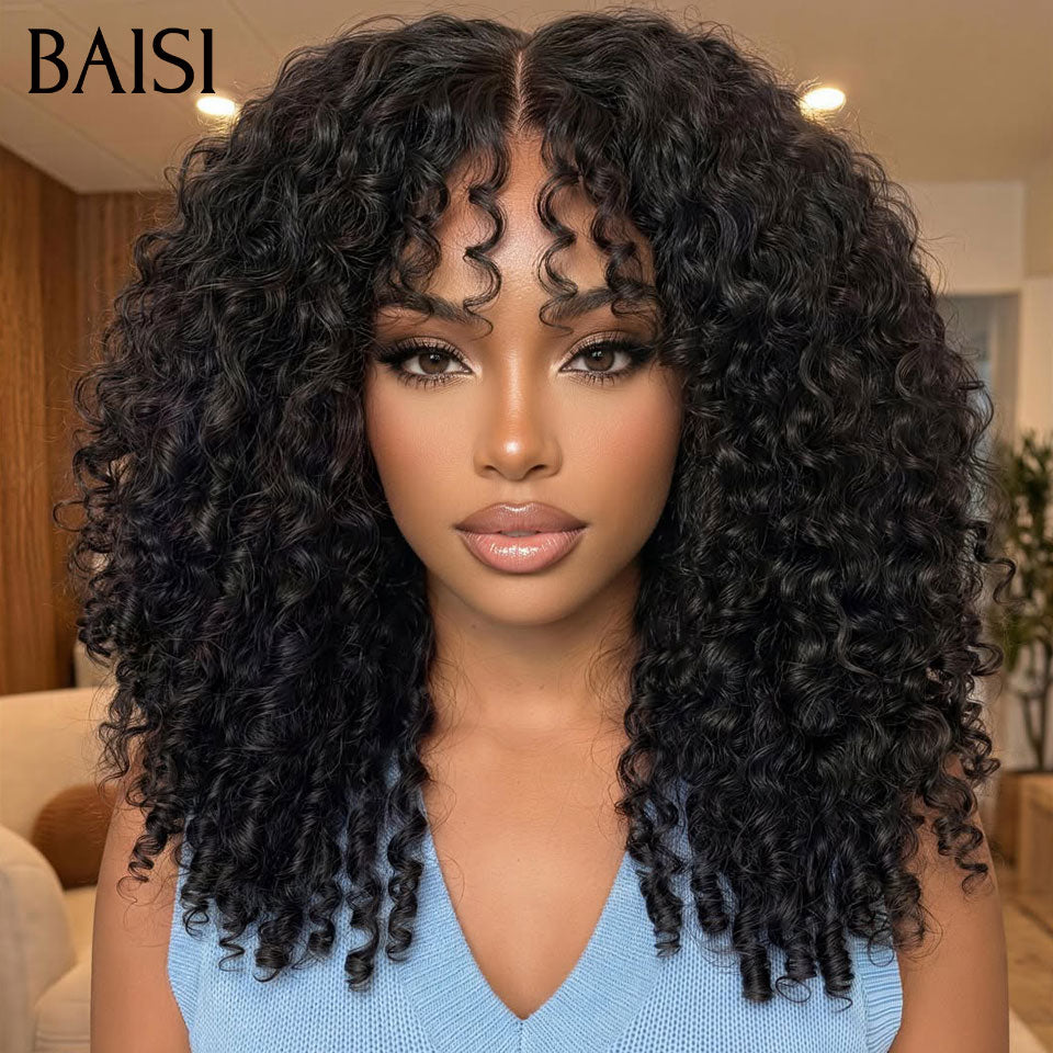 BAISI 1 curly deep frange 169€ ou 6 perruques 469€ à moitié prix en France 6 styles de perruques différents en 100% cheveux humains