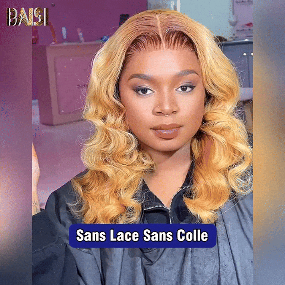 BAISI 13x4 Frontal-Perücke mit lockeren Wellen in Farbe #4#27, vorgezupft, kein Kleber erforderlich, aus 100 % Rohhaar, Spitze bereits geschnitten